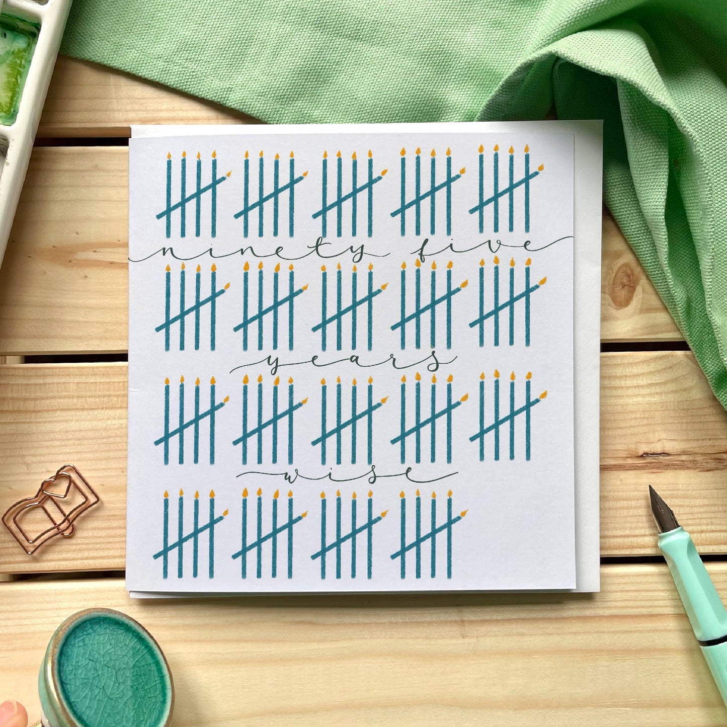 95th birthday card, christian birthday card, candle tally