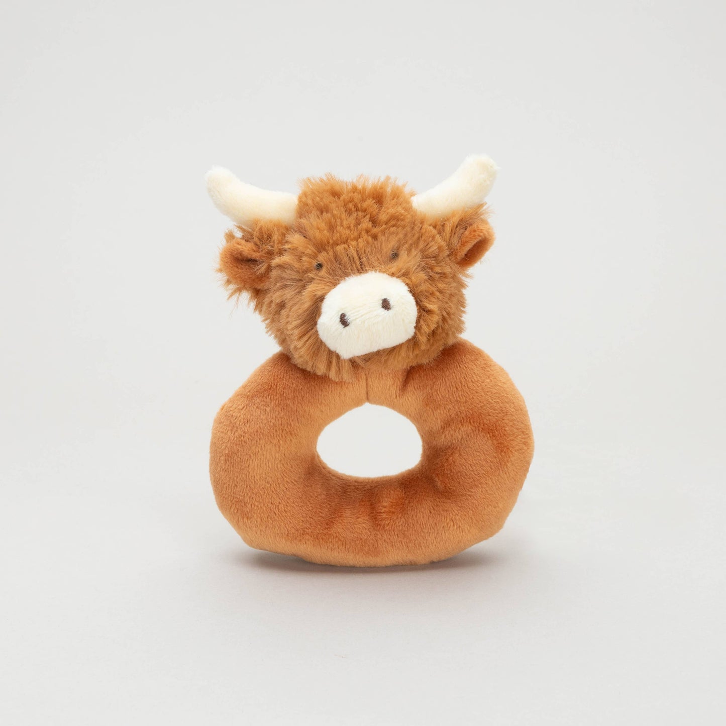 Jomanda, Horny Highland Brown Cow Baby Plush Rattle - 10CM