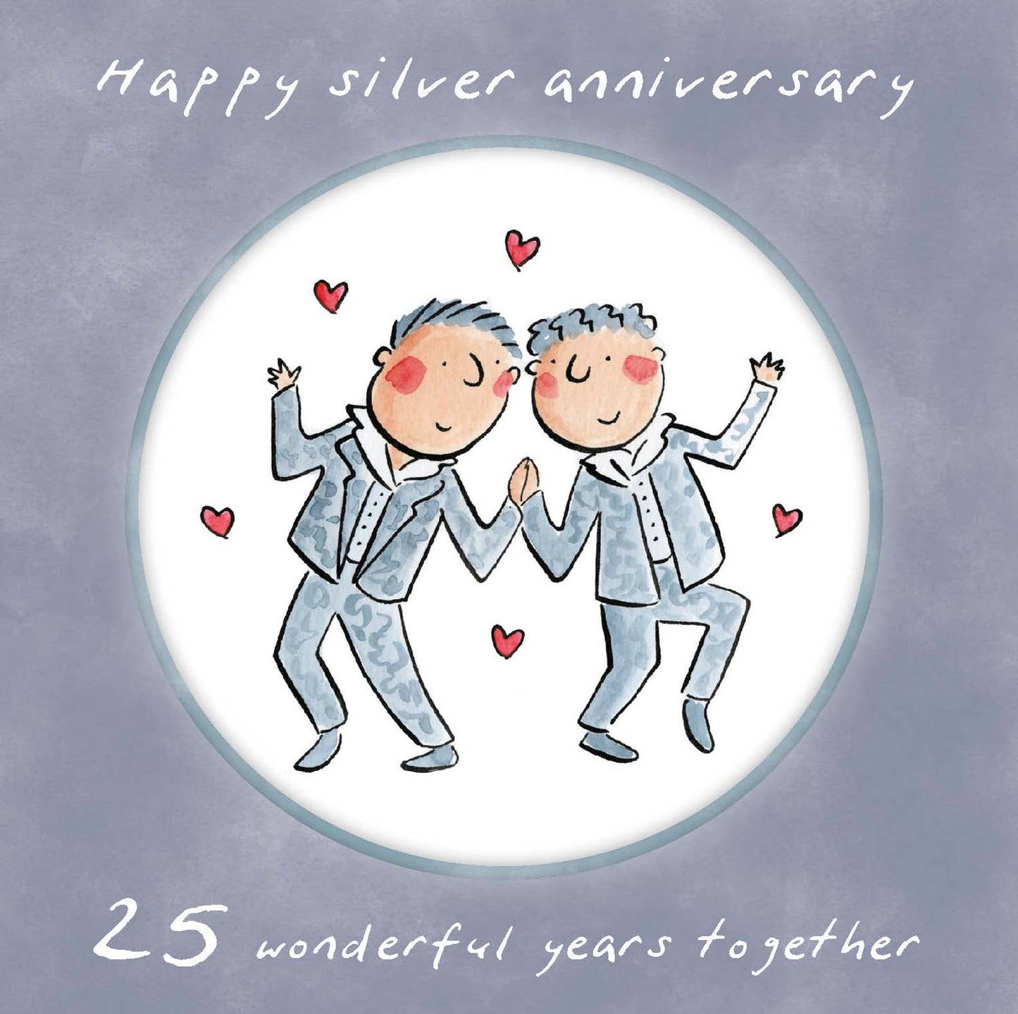 Same sex 25th Silver anniversary LGBTQ+ card (male)