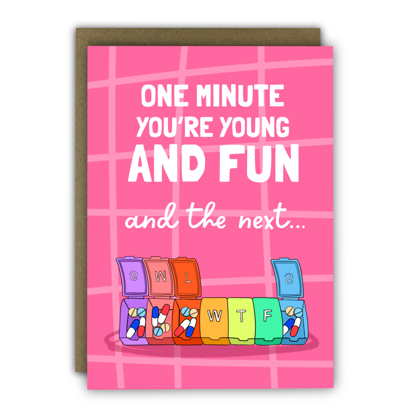 Funny Birthday Card - A6 - WTF Pill Organiser
