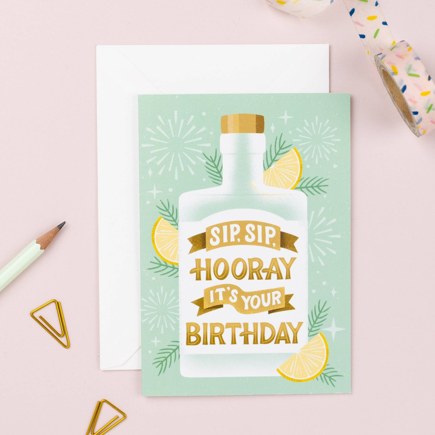 Ricicle Cards - Sip Sip Hooray | Drinks Greeting Card | Male Birthday Card