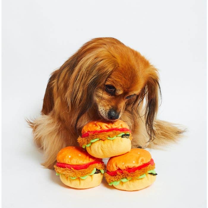 Burger Crinkle Plush Dog Toy
