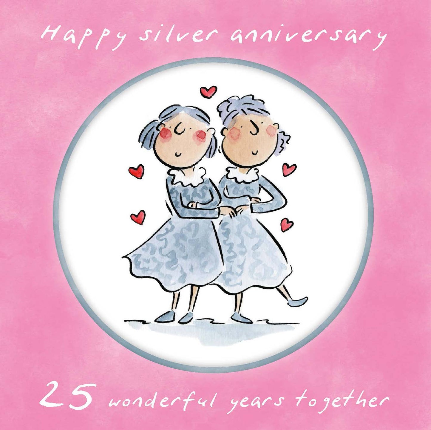 Same sex 25th Silver anniversary LGBTQ+ card (female)