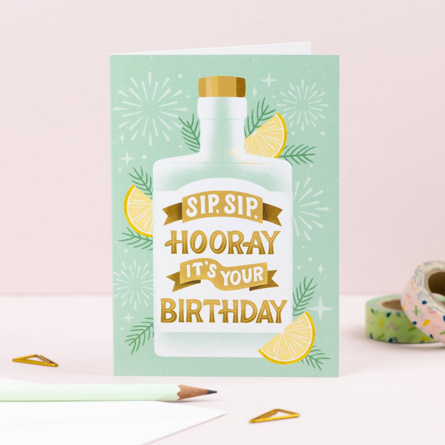 Ricicle Cards - Sip Sip Hooray | Drinks Greeting Card | Male Birthday Card