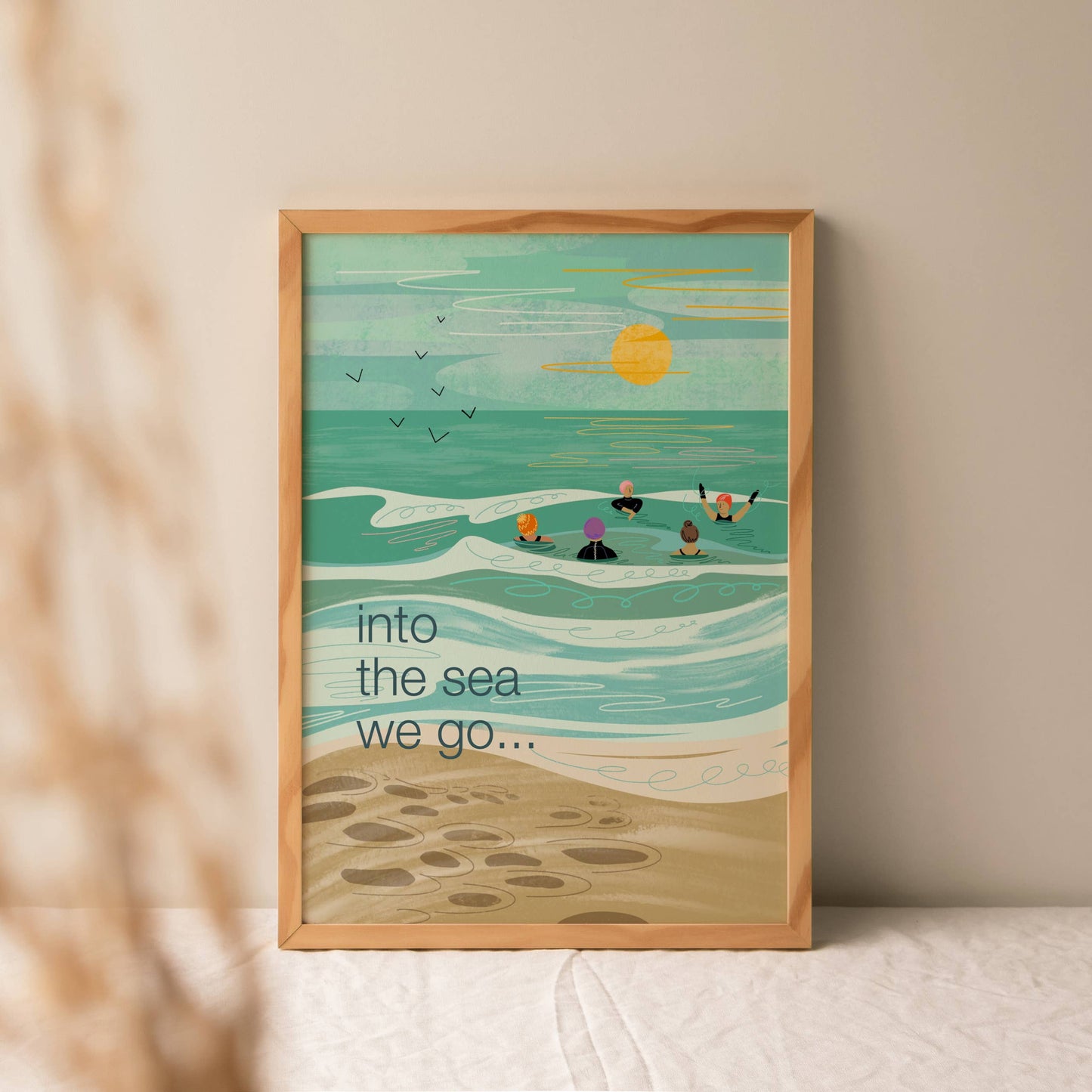 Into the sea we go - Poster print wild swimming sea swimmers