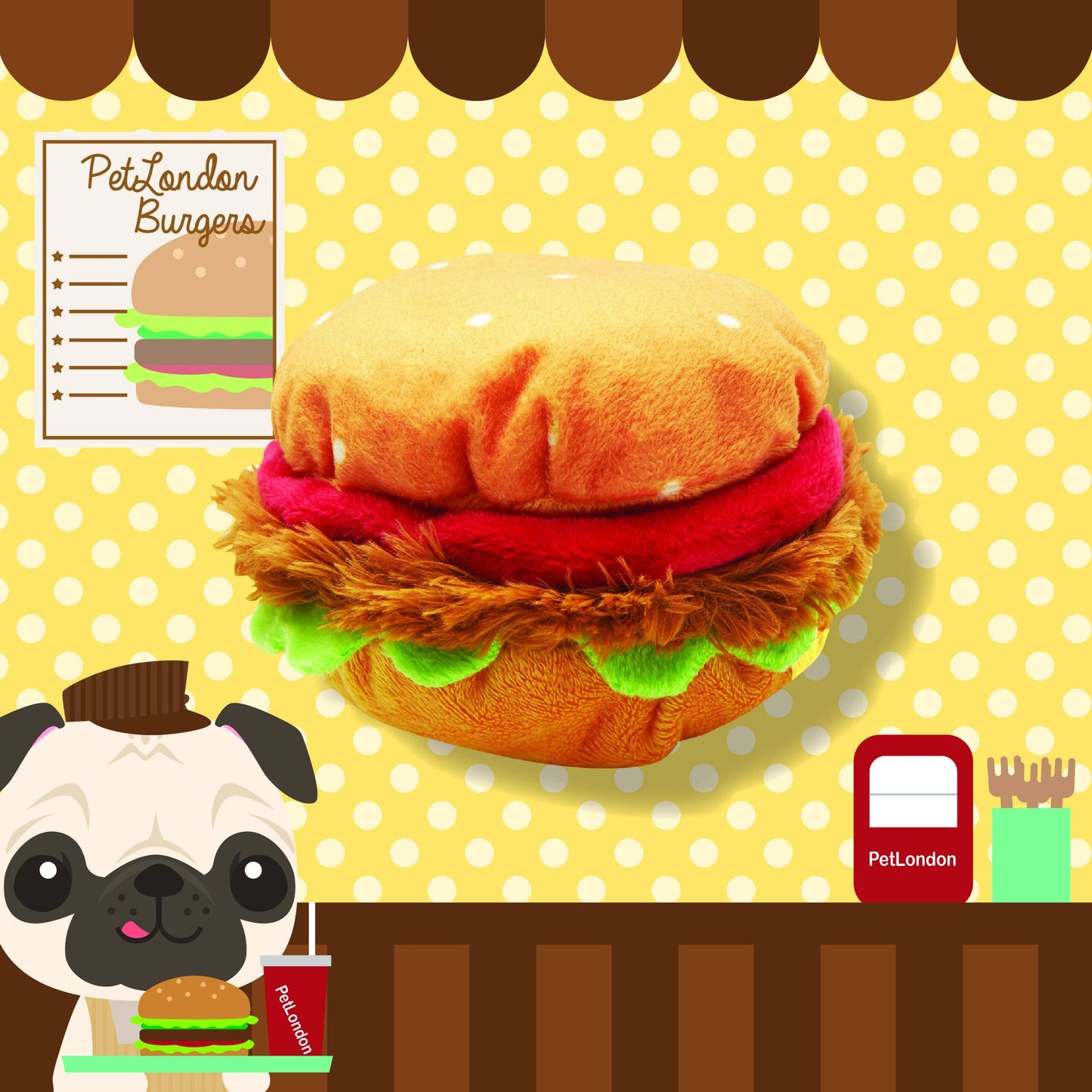 Burger Crinkle Plush Dog Toy