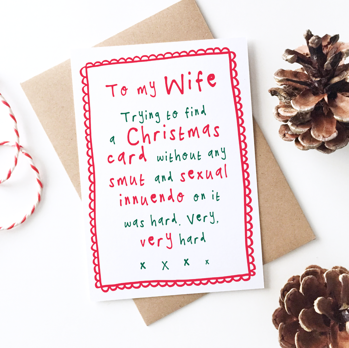 Bow & Bell - Funny Christmas Card - Wife - Rude, Innuendo, Smut