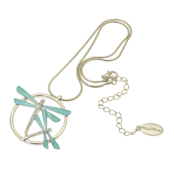 Miss Milly, Aqua Green Dragonfly Necklace