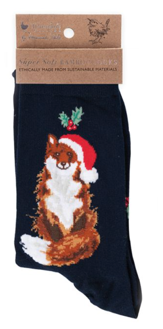 Wrendale, Socks, Size 7 - 11, Christmas, Festive Fox