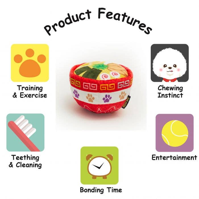 Noodle Bowl Plush Dog Toy