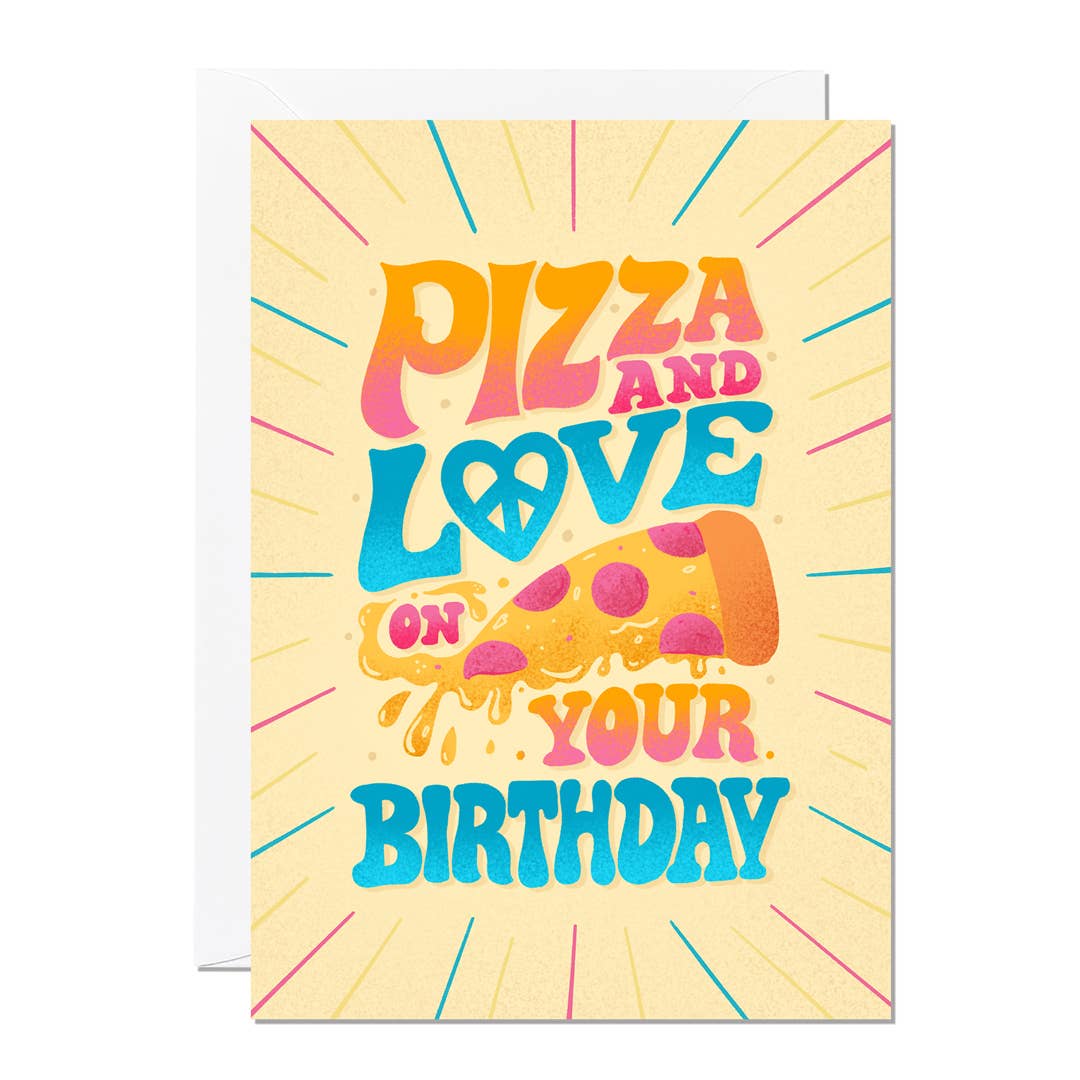Ricicle Cards - Pizza and Love on Your Birthday | Greeting Card | Teen