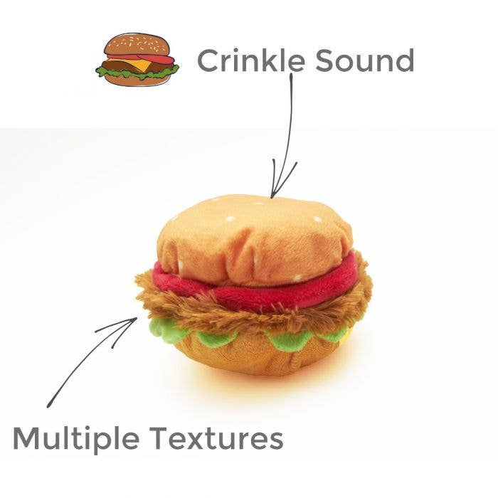 Burger Crinkle Plush Dog Toy