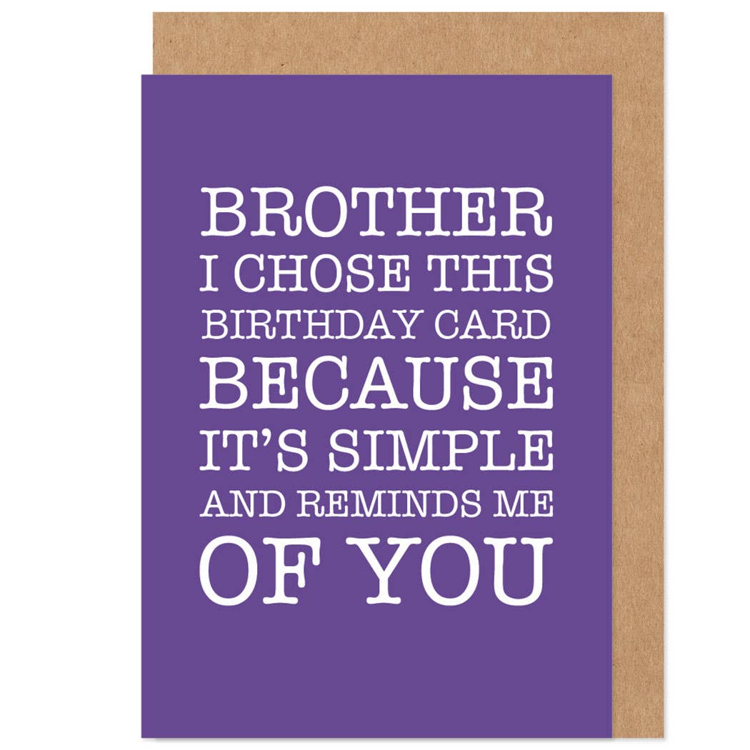 Brother Funny Simple Birthday Card