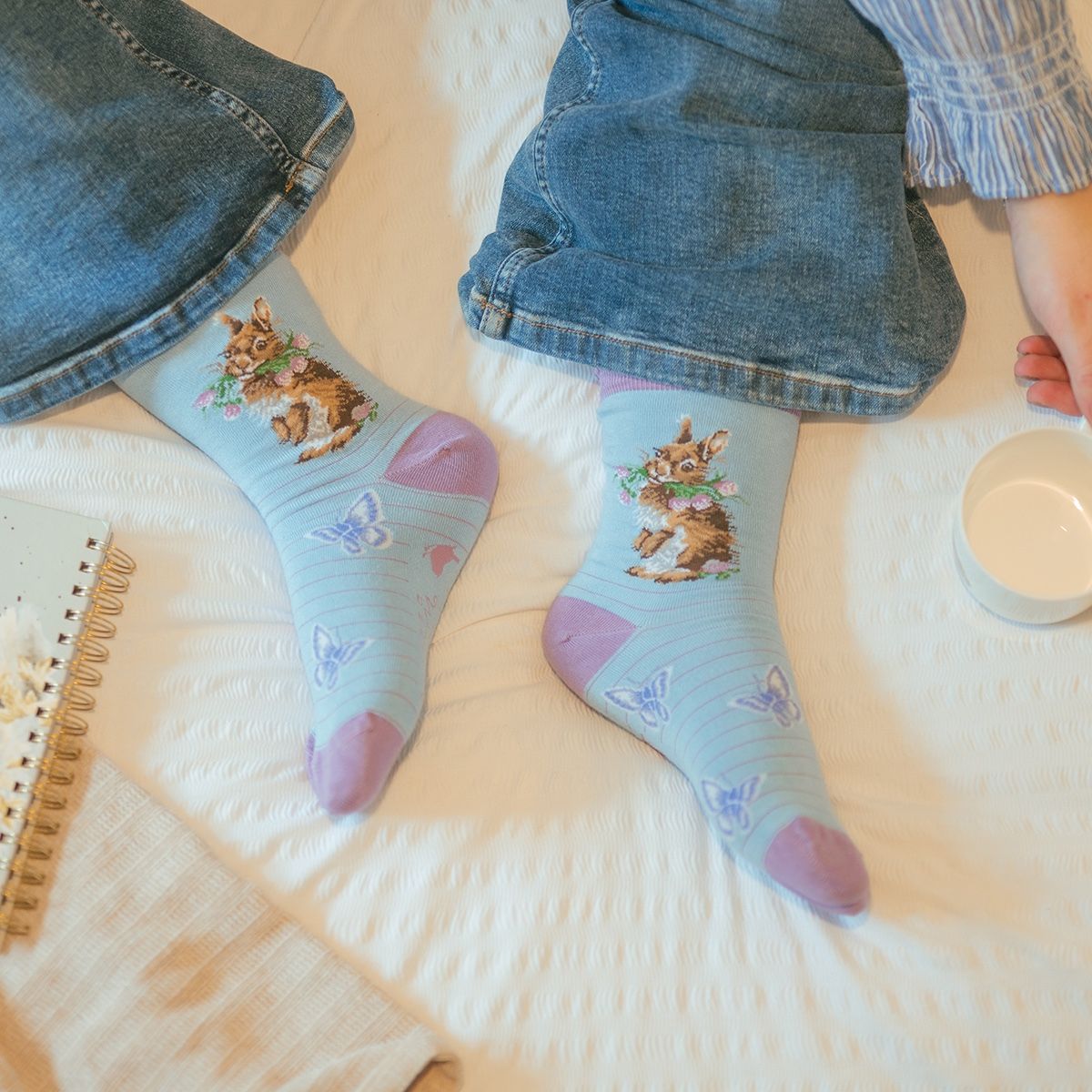Wrendale, Socks, Size 4 - 8, Rabbit, Head Clover Heels