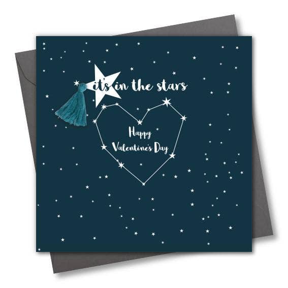 Valentine's Day Card, Heart of Stars, Embellished with a tassel