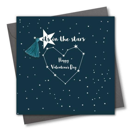 Valentine's Day Card, Heart of Stars, Embellished with a tassel