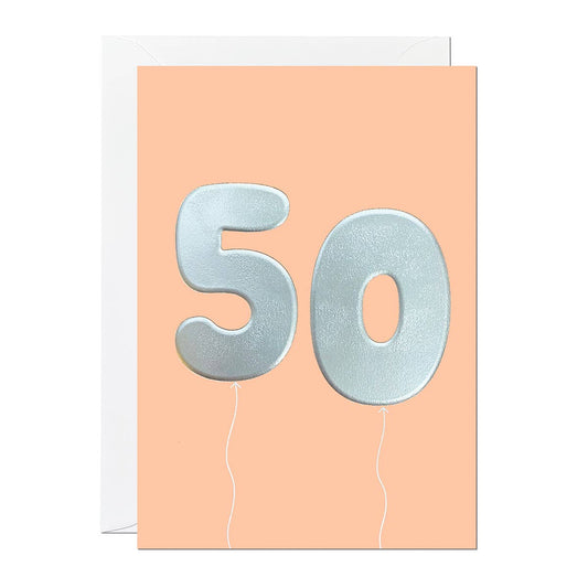 Ricicle Cards - 50th Birthday Card | Milestone Birthday | Balloon | Age Card