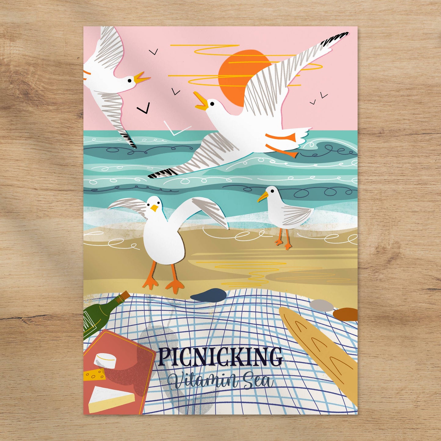 Picnicking Vitamin sea poster print - coastal decor