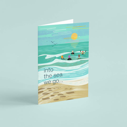 Into the sea we go... greeting card wild swimming sea