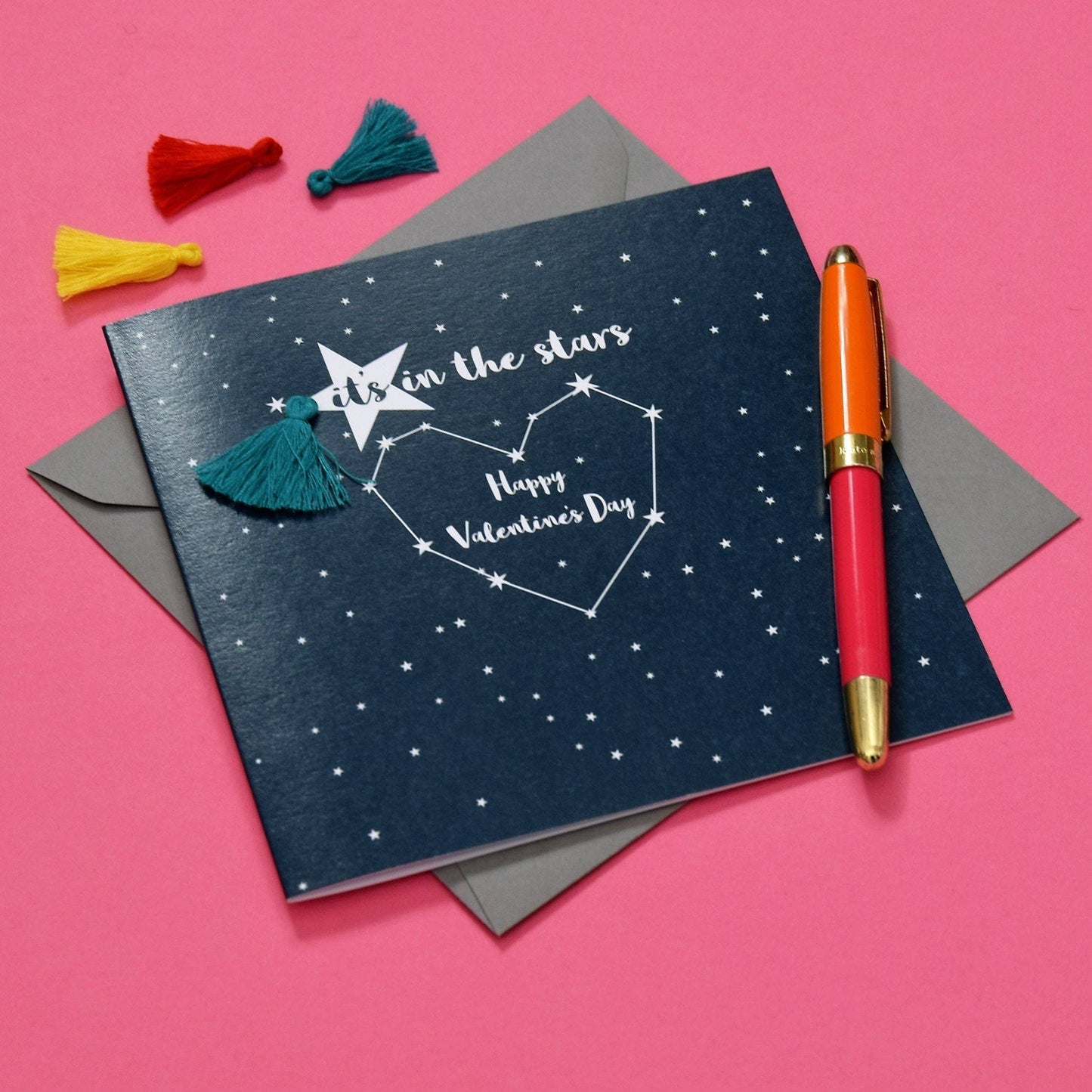Valentine's Day Card, Heart of Stars, Embellished with a tassel