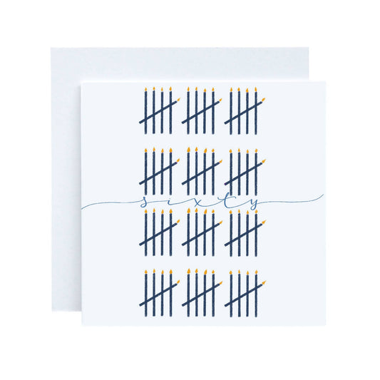 60th birthday card, milestone birthday, tally sixty candles