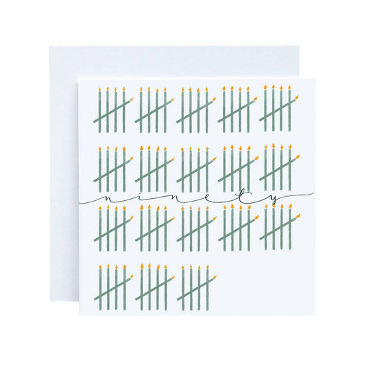 90th birthday card, big milestone birthday, tally candles