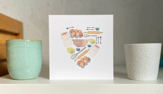 Card,  Baking Heart, bakery, bread, pastry lover