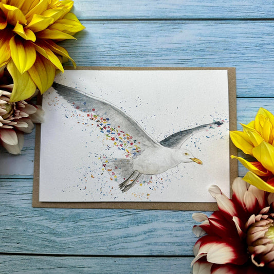 Simon the Seagull Eco Card | Blank Seaside Colourful Art