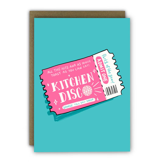 Funny Birthday Card - A6 - Kitchen Disco Ticket