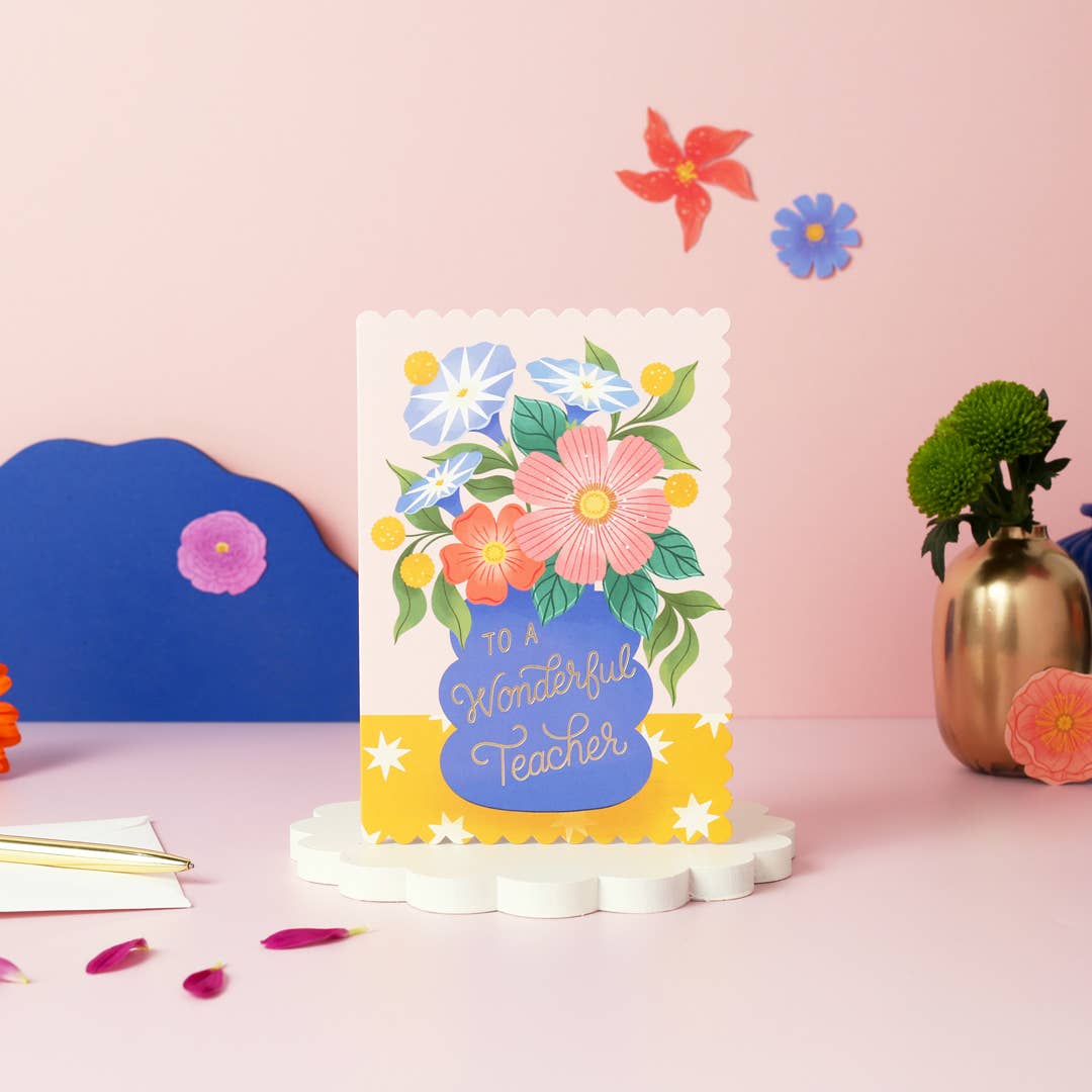 Ricicle Cards - Wonderful Teacher Vase | Greeting Card | Thank You Teacher