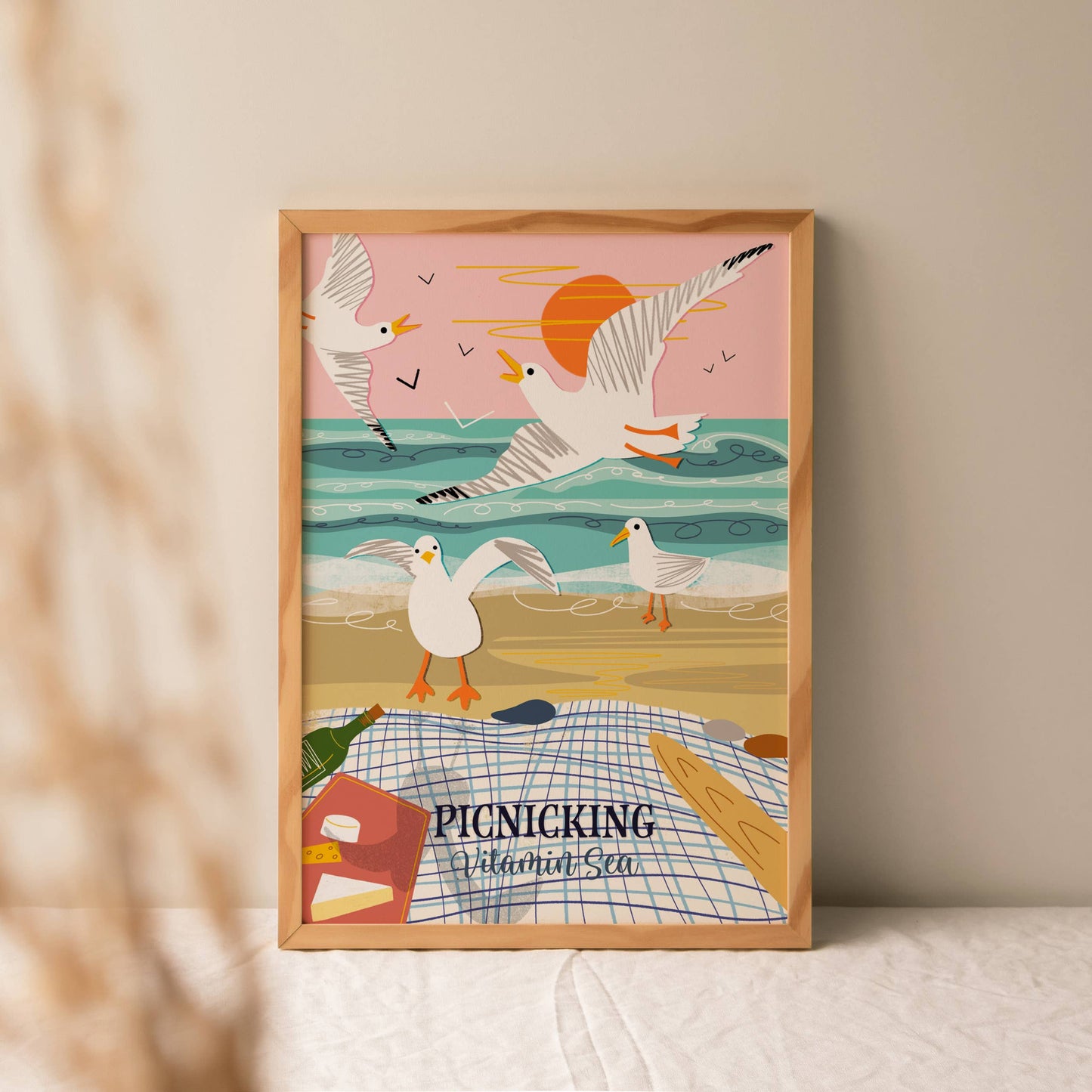 Picnicking Vitamin sea poster print - coastal decor