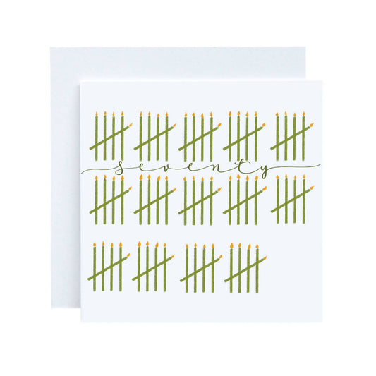 70th birthday card, milestone birthday, tally candles