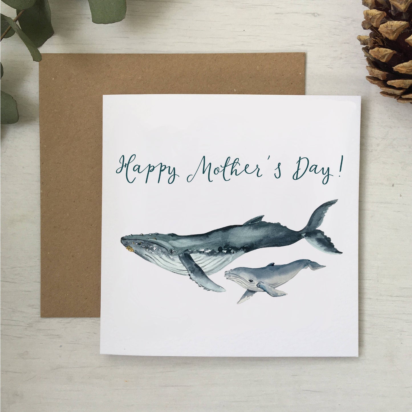 Mother’s Day card - mummy and baby whale