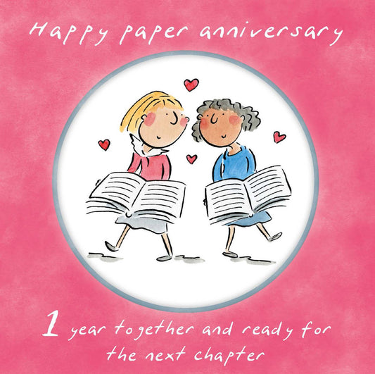 Same sex 1st Paper anniversary LGBTQ+ card (female)