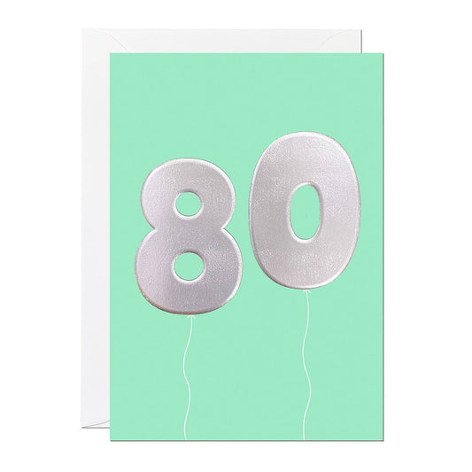 Ricicle Cards - 80th Birthday Card | Milestone Birthday | Balloon | Age Card