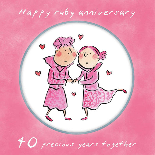 Same sex 40th Ruby anniversary LGBTQ+ card (female)