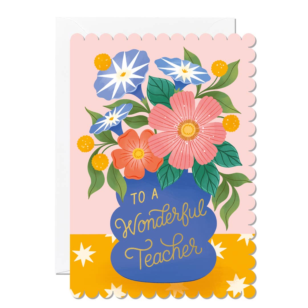 Ricicle Cards - Wonderful Teacher Vase | Greeting Card | Thank You Teacher