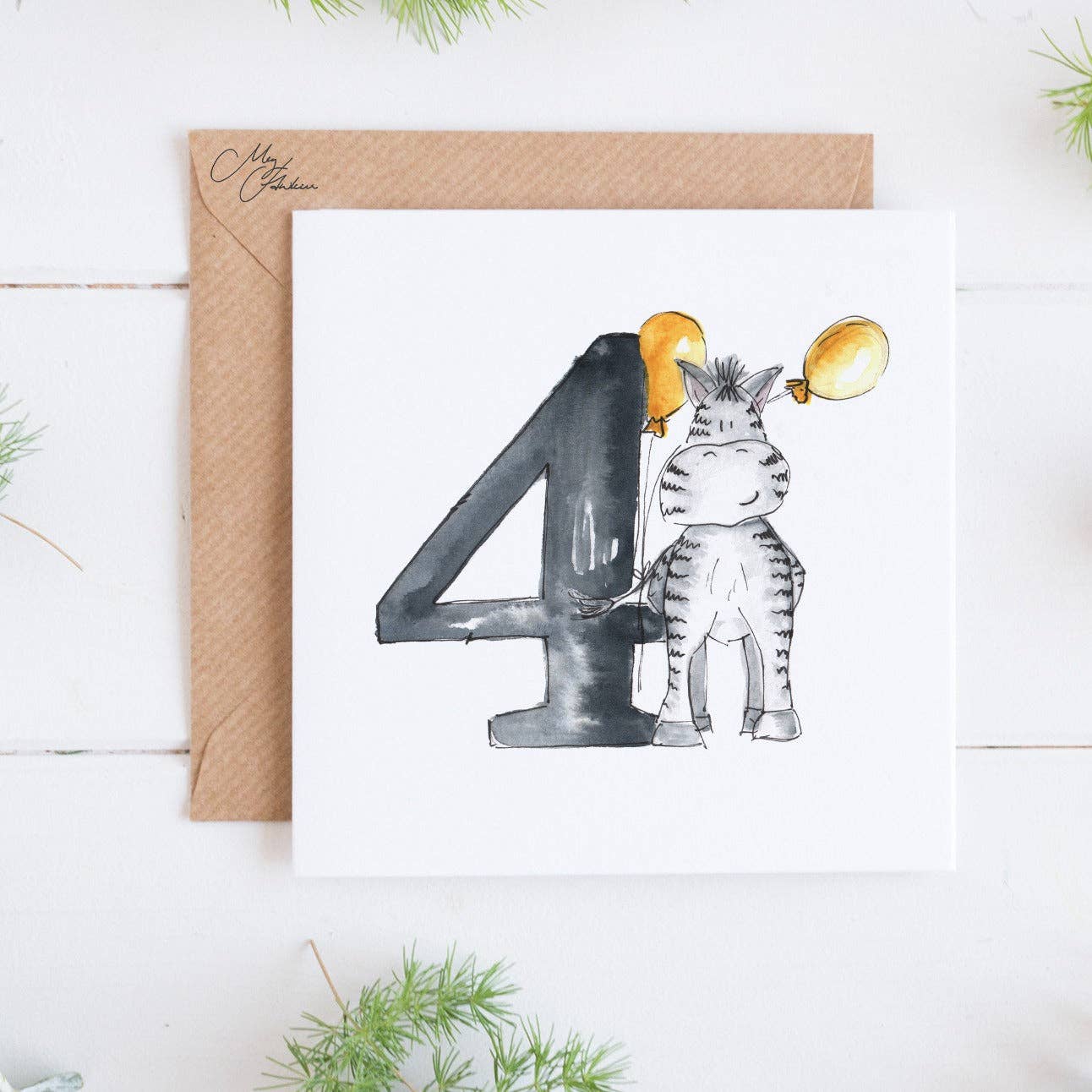 Four Years Age Children Birthday Card