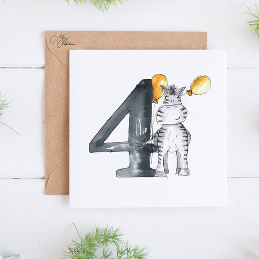 Four Years Age Children Birthday Card