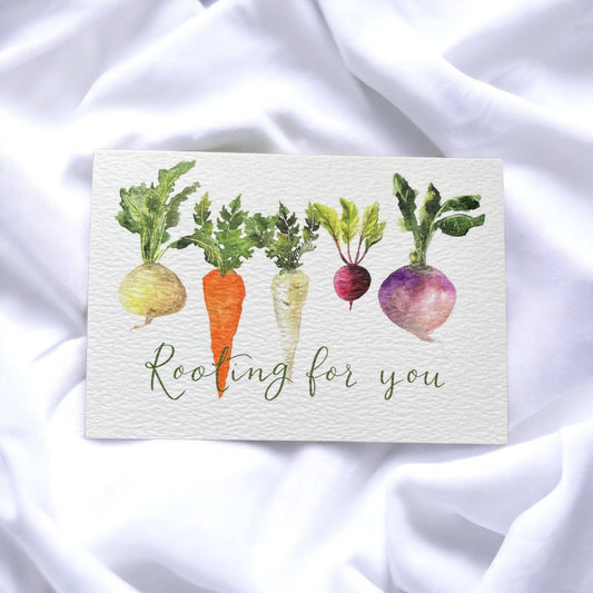 Rooting for you card, vegetables, vegan card