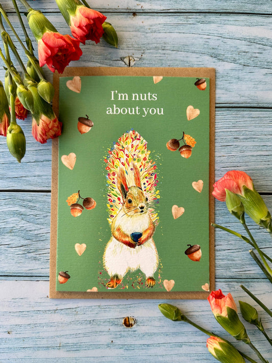 Squirrel Love Valentines |  Eco Friendly Card Cute Colourful
