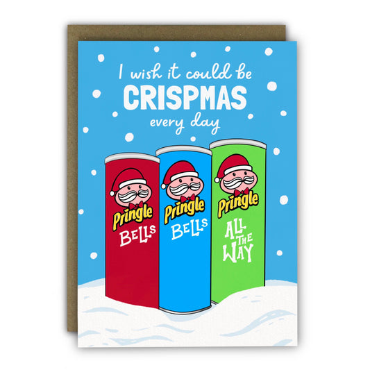 Funny Christmas Card - A6 - Crispmas Snack Lovers Pringles