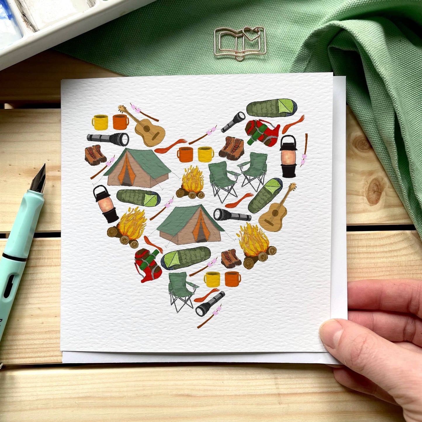 Camping heart greeting card - wild, outdoors