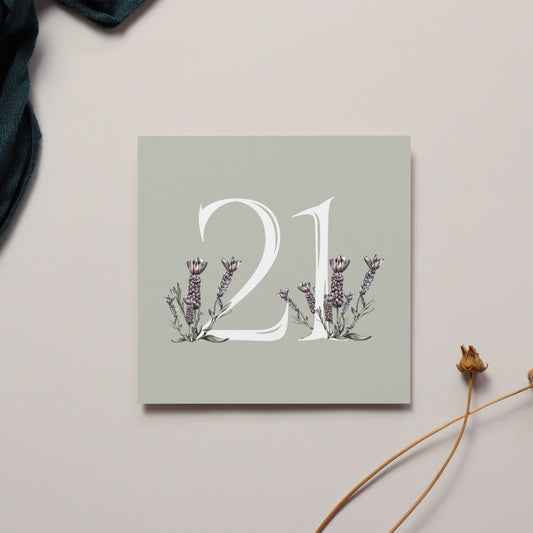 Floral 21st Birthday Card, green
