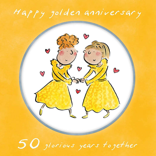 Same sex 50th Gold anniversary LGBTQ+ card (female)