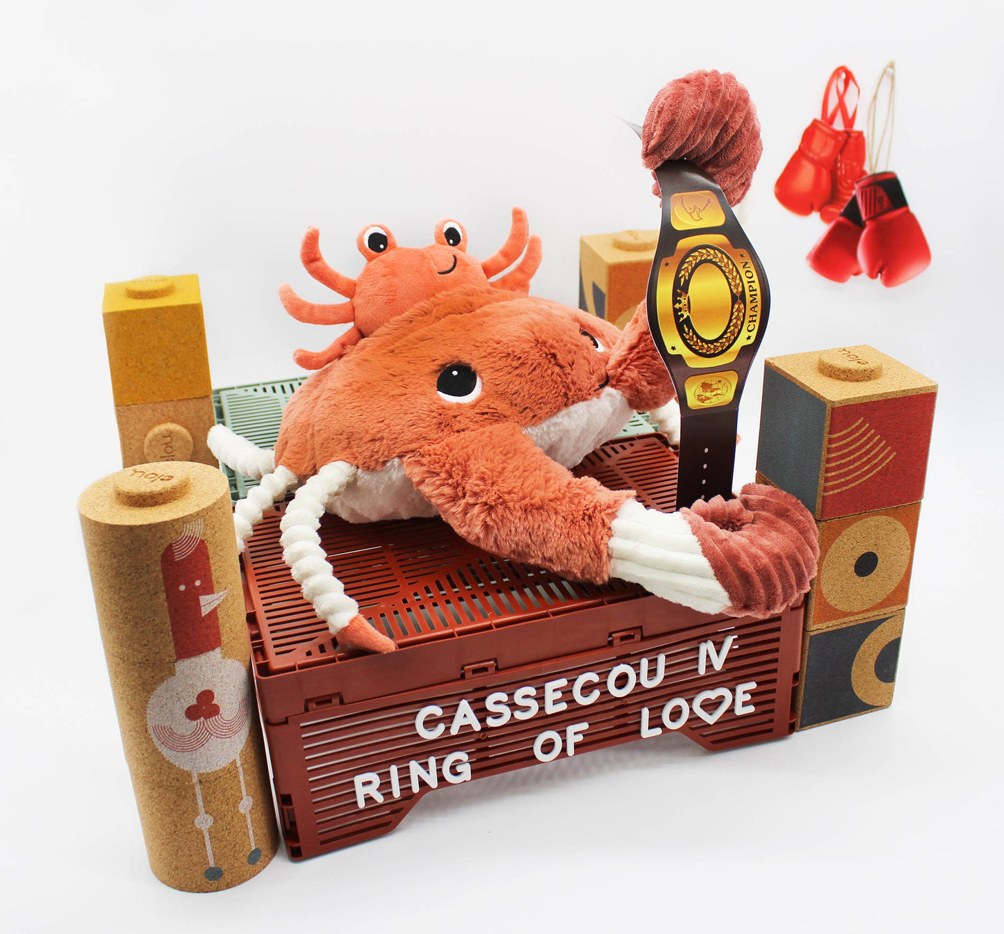 Les Ptipotos, Colin The Crab Mum & Baby Terracotta - Plush Toy