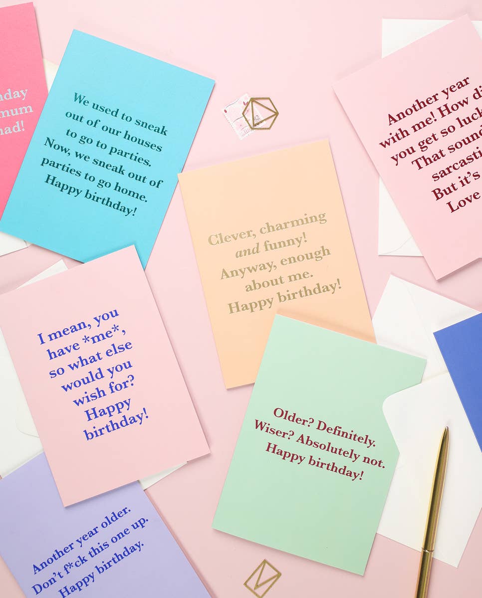 Ricicle Cards - Older Wiser | Funny Sarcastic Birthday Card | Greeting