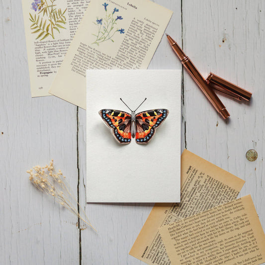 Card, Sophie Brabbins, Tortoiseshell Pop Out Butterfly Watercolour Greetings Card