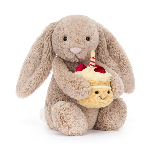 Jellycat, Bashful Beige Bunny 'Birthday'
