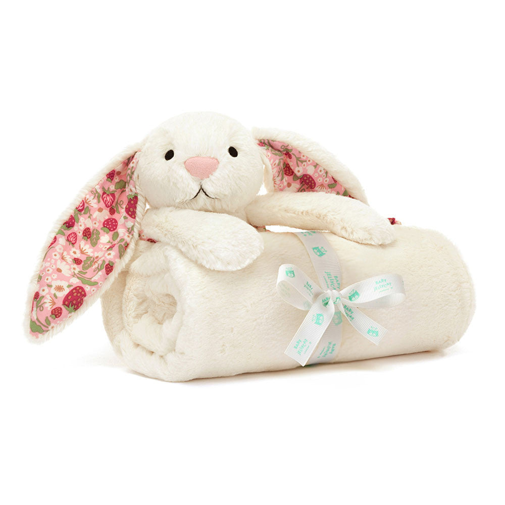 Jellycat, Blossom Cream Bunny 'Berry' Blankie